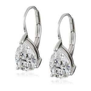New Sterling Silver Pear cut CZ Bridal Earrings